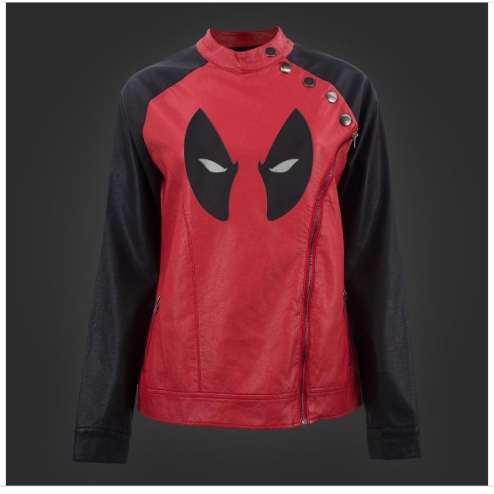 NEW S Small Marvel x We Love Fine Deadpool Motorcycle Faux Leather Moto Jacket